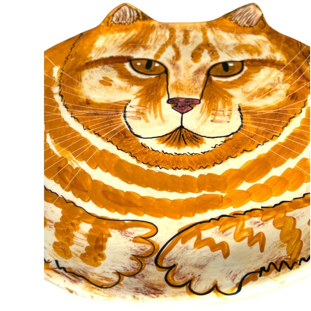 Vtg 2001 NINA LYMAN Hand-Painted Ceramic Cat Plate Large "Cats by Nina" 12.75" D - Picture 3 of 16
